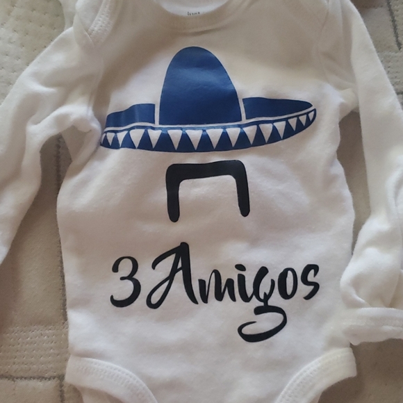 3 Amigos Long Sleeve Newborn Onesie - Picture 3 of 5